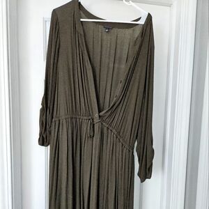 Torrid Size2 3/4 Sleeve Olive Green Tie Waist Dress